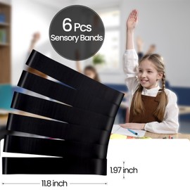 6 Pack Chair Bands for Kids with Fidgety Feet, ADHD Tools for Kids, Sensory Bands for Classroom Home Chairs, Fidget Bands for Flexible Seating, Black