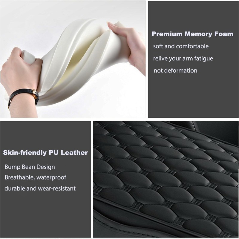 Car Center Console Cover, Leather Memory Foam Car Armrest Cover