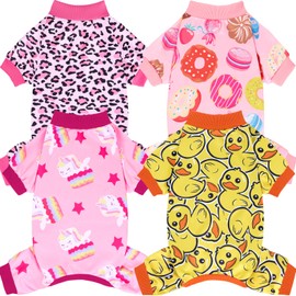 XPUDAC 4 Pieces Dog Pajamas for Small Dogs Pjs Clothes Puppy Onesies Outfits for Doggie Christmas Shirts Sleeper for Pet, 3XL