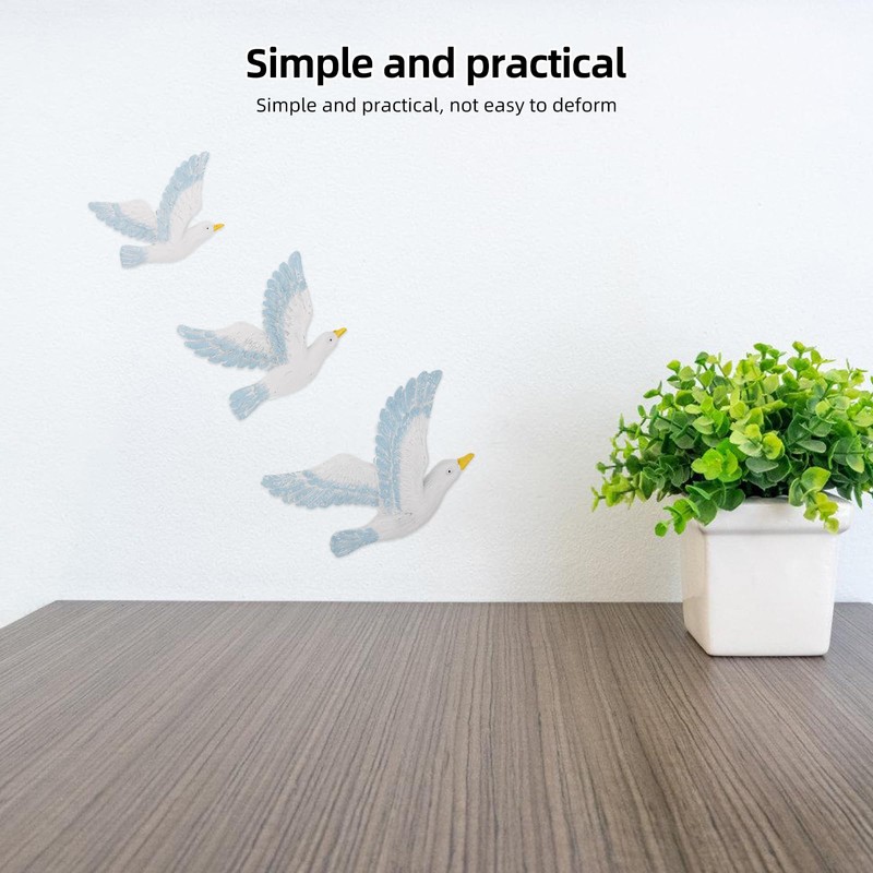 3Pcs Seagull Figurine Garden Bird Statue Small Seagull Birds Ornaments