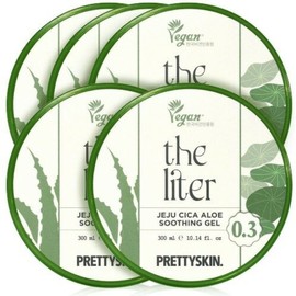 Pretty Skin The Liter Jeju Cica Vegan Aloe Soothing Gel 300ml 5pcs / 프리티스킨 더 리터 제주 시카 비건 알로에 수딩젤 300ml 5개