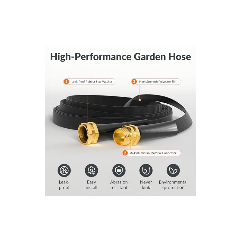 Giraffe Tools 25FT Lightweight Kink-Free Garden Hose with Nozzle