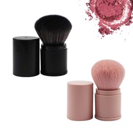 Brocha para polvos, 2 piezas Brocha para polvos sueltos, profesional, retráctil, para contorno, en polvo, para rostro, en polvo, para rubor, para salón de belleza y hogar