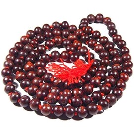Lal Chandan Mala Red Sandalwood Rosary for Japa and Men & Women (7-8mm, Large Bead Size, 108+1 Beads, Natural Lal/Red Chandan Beads - Pack of 1