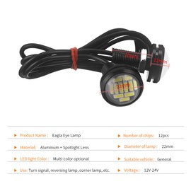 DriSentri 10pcs 18mm Car Eagle Eye DRL Led Daytime Running Lights LED 12V Backup Reversing Parking Signal Automobiles Lamps, Yellow