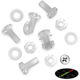 60 x Transparent Clear Plastic Acrylic M4 x 10mm Nuts & Bolts, Washers -Acrylic Plastic Screws, (5/32 x 25/64 in)