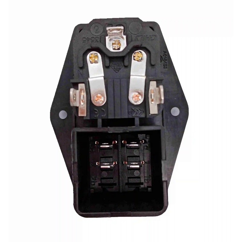 IEC Built-in Socket C14, with Green Switch and Two Fuses,