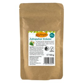 Birkengold Tooth Powder Herb Refill Bag, 100 g, Protects Enamel, 100% Natural Ingredients, No Foaming Agents and Preservatives, Natural Cosmetics, Vegan