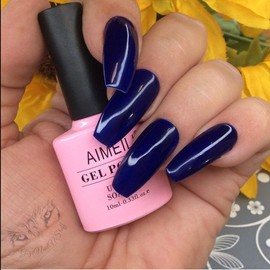 AIMEILI Soak Off U V LED Blue Gel Nail Polish - Blue (030) 10ml