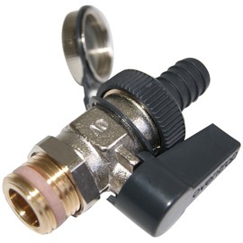 Oventrop 1033354 Ball Valve Optiflex 1/2 Inch Nickel-Plated with Hose Connection and Cap