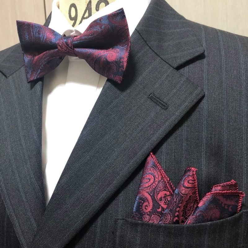 Bordeaux Paisley (Bow Tie & Pocket Square) 2-Piece Set, Men's,