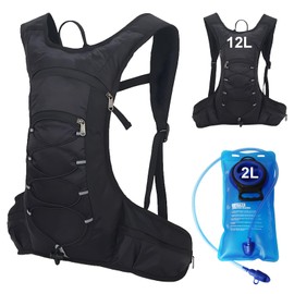 Aedcbaide Running Hydration Vest 12 L, Reflective Running Backpack for Men Women with 2L Hydration Bladder, Adjustable & Lightweight Running Bag for Outdoor Cycling Marathon Trail Race Hiking Climbing