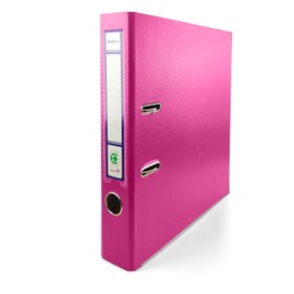Netuno 1x Lever Arch File A4 Binder Pink 2 Ring with 5cm 1,97 inch Spine Durable Cardboard Organiser for Office School and Home