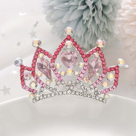 Kilshye Princess Tiara Comb Small Crystal Girls Crown Hair Combs Rhinestone Birthday Prom Tiaras Headband for Kids (Blue)