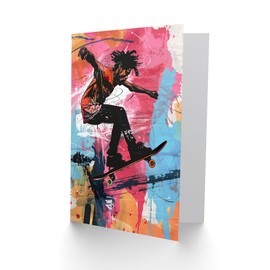 Artery8 Skater Skateboarder Urban Skateboarding Colourful For Him Man Birthday Card