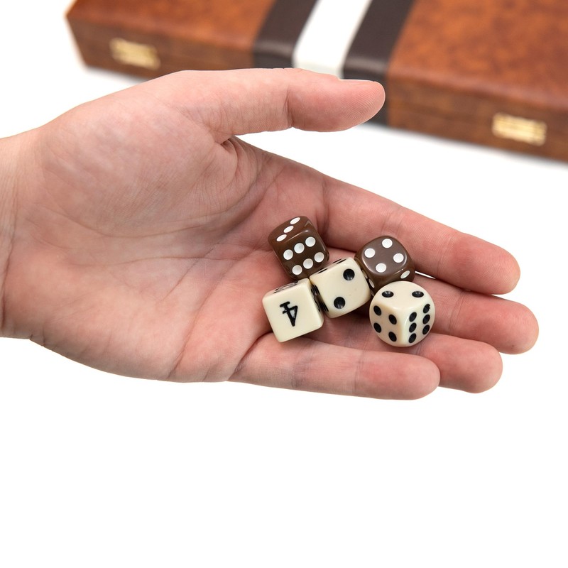 Backgammon Board Game, Deluxe Leather Like Case, Felt Interior, Brown,