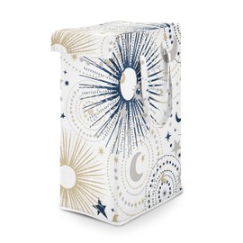 Sweet Jojo Designs Navy Blue Star and Moon Boy Girl Unisex Gender Neutral Laundry Hamper Foldable Dirty Clothes Basket with Handles Baby Nursery Kids Bedroom Teen Bathroom Celestial Stars Shabby Chic