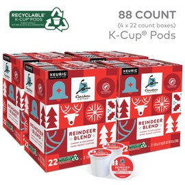 Caribou Coffee Reindeer Blend, Single-Serve Keurig K-Cup Pods, Dark Roast Coffee Pods, 88 Count