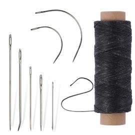 55Yards Waxed Thread with 7 Pcs Leather Needles for Hand Sewing 150D Flat Sewing Waxed Thread Leather Repair Needles for Women Sewing Upholstery Leather Canvas Bags Sofa Furniture