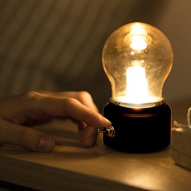 Hakeeta Retro LED Night Light, Bulb Bedside lamp, Vintage USB Rechargeable Bedside Desk Bulb Lamp(Black)