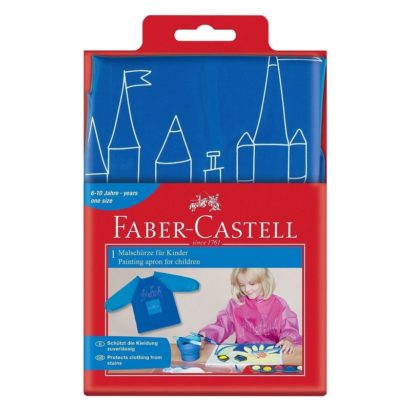 Faber-Castell Childrens Painting Aprons Blue Twin Pack, blue