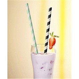 PAPSTAR Pack of 100 Paper Straws, Stripes, Diameter 6 mm, Length 20 cm (Multi-Colour)