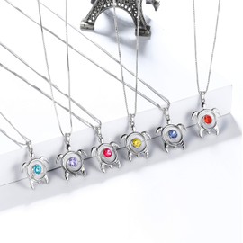 Aurora Tears Turtle Necklace 925 Sterling Sliver Animals Pendant Blue Sapphire September Birthstone Jewellery Gifts with Cubic Zirconia for Women DP0172S