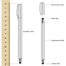 Stylus Touch Screen Pen Fiber Tip Compatible with TCL NxtPaper 11/Tab 11, Aluminum Lightweight Silver Color
