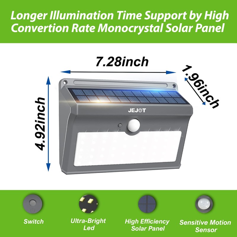 JEJOT 6 Pack Solar Motion Lights Outdoor Waterproof, 270° Wide