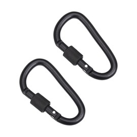 2PCS Black Aluminum Carabiner Clips with Screw Lock - Compact Travel & Camping Essentials for Keyring, Outdoor Adventures, and Women's Holiday Gear