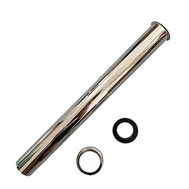 Brass Slip Joint Extension Tube, 1-1/4 in. OD, 12 inch P Trap Extension Pipe with Nut and Rubber Washer,Flanged Sink Tailpiece