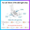 WENHSIN 10-Packs 3-Pin LED Connectors for LED Strip Lights 10MM