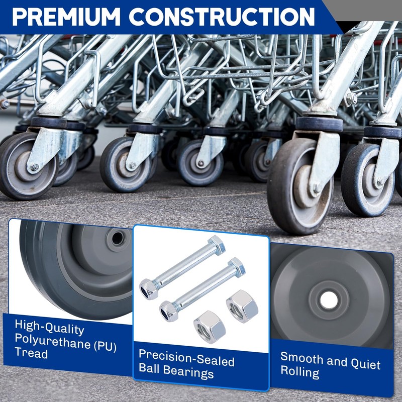weyleity 8 Pack 5" Shopping Cart Replacement Wheels Kit