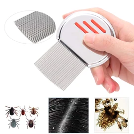 Peine de acero inoxidable para tratamiento de piojos y liendres para eliminar los piojos de la cabeza de la suciedad, peine de extracción de piojos en espiral simple(rojo)