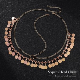Fashband Tassel Head Chain Sequins Hair Chain Gold Bridal Headpiece Festival Hair Accessories for Women and Girls