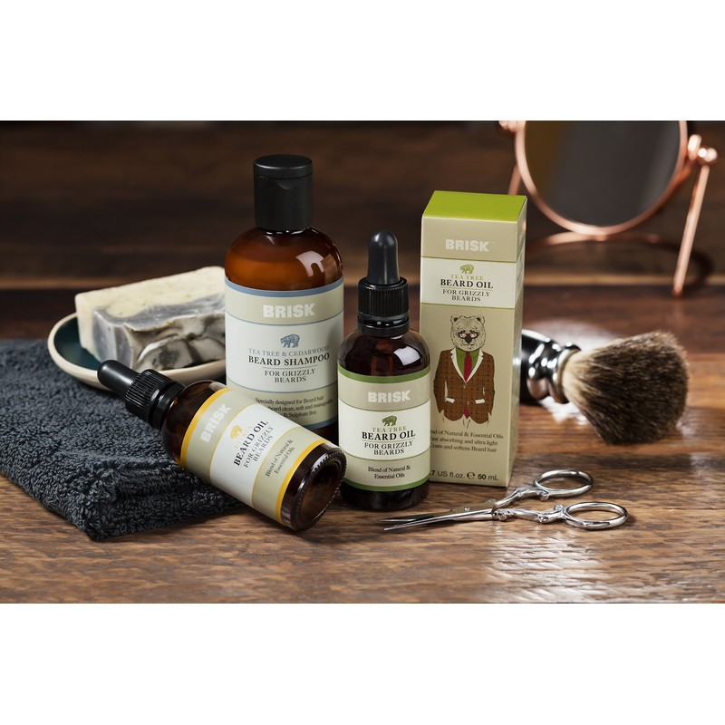 Brisk Beard Grooming Oil Liquid, Citrus for Beard Hair, 1.7