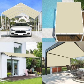 Coarbor 6'x16' Waterproof Sun Shade Sail Rectangle Straight Edge Awning Canopy Shade for Pergola Patio Gazebo Backyard Block Direct Sunlight with Grommets-Beige