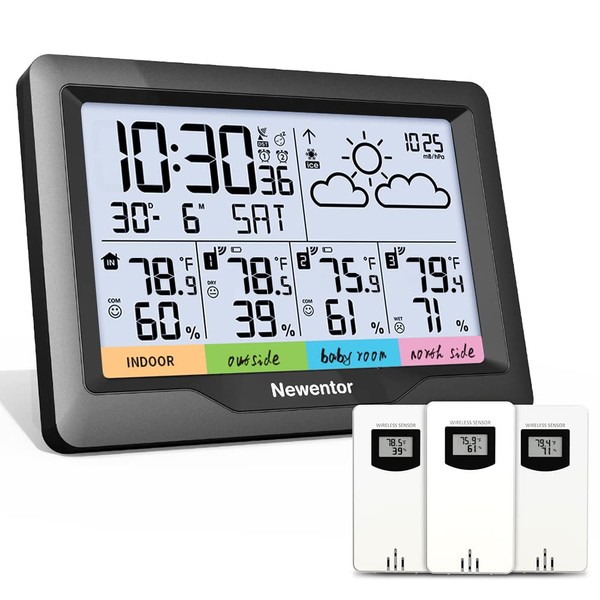 Newentor Weather Station Wireless Indoor Outdoor Multiple Sensors, Digital Atomic