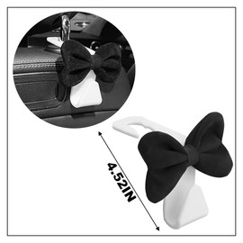 BESULEN 2 PCS Car Headrest Hook, Cute Bow Vehicle Seat Hooks for Purses and Bags, Automotive Seatback Interior Decoration Organizer Hanger Accessories, Universal for SUV, Sedan, Truck (Black/White)