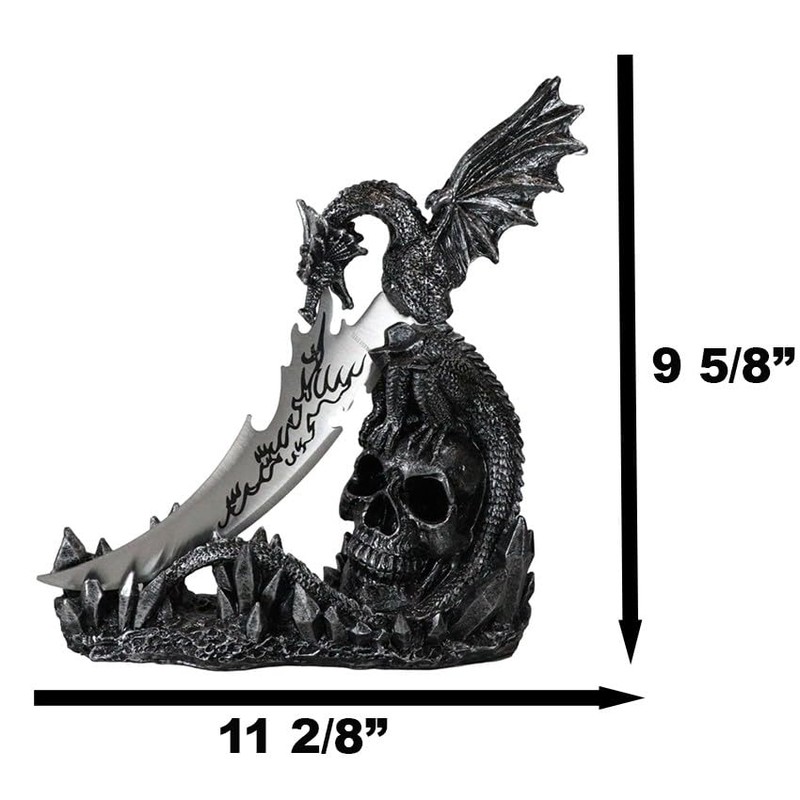 Ebros Gift Dreamwork Fantasy Leviathan Dragon On Graveyard Dracula Skull