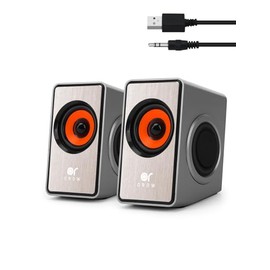 OROW PC Speakers, Mini Computer Speaker for PC with Bass Diaphragm,12W Desktop Speakers, USB Powered,3.5mm Aux Output Laptop Speakers(Silver)