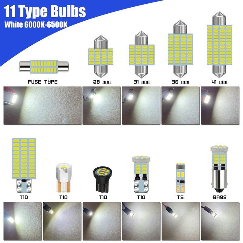 YESCHE 50-Pack LED Interior Light Kit Map Dome Bulb for