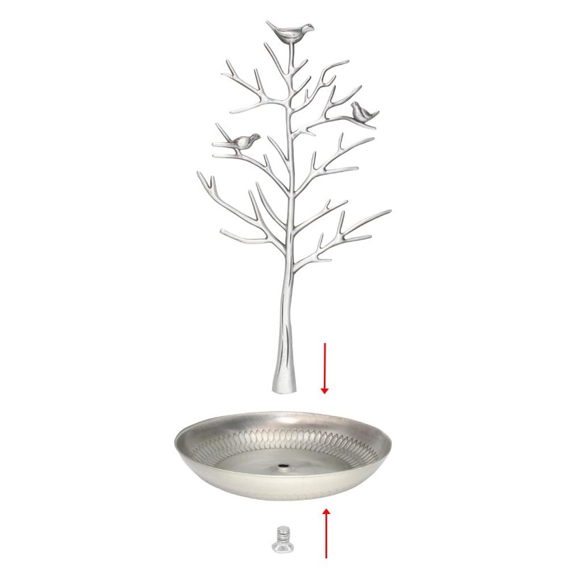 Inviktus Silver Birds Tree Jewelry Stand Display Earring Necklace Holder