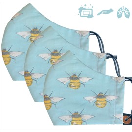 Ladies Pack of 3 Handmade fashion face mask - reusable - washable - 4 panel filtration UK//AL