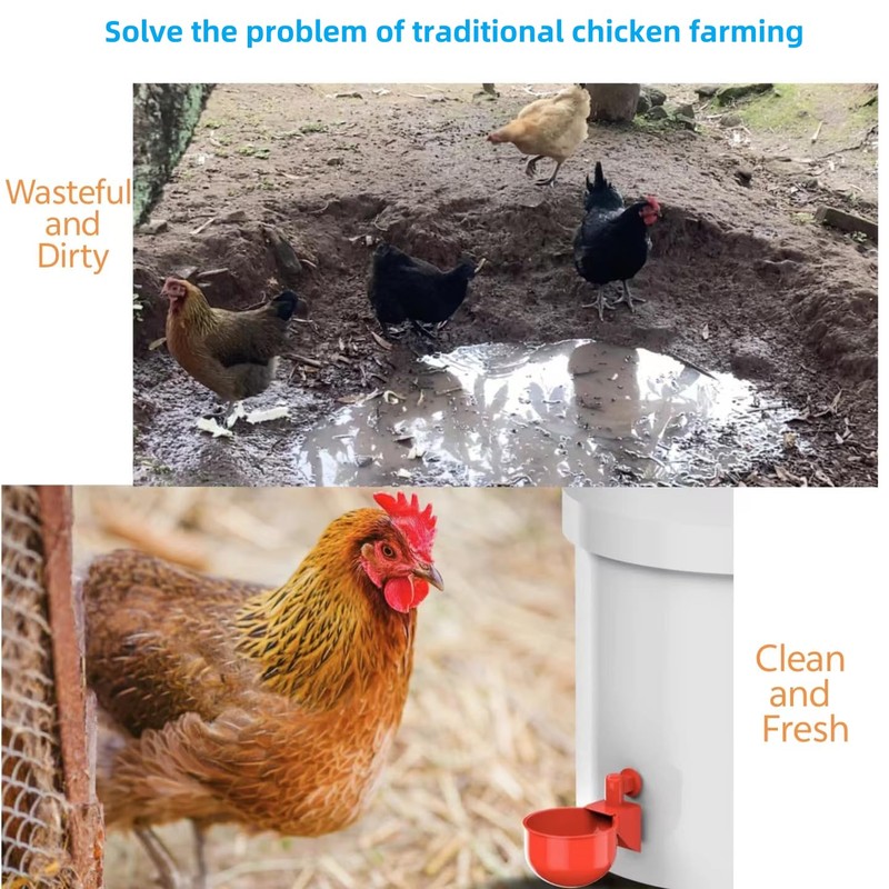 Professional Chicken Waterer Cups, 8pcs Large Chicken Water Feeder, Automatic