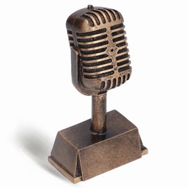 Natudeco Award Trophy Music Microphone Ornament Synthetic Resin Decorative Microphone Tabletop Ornament for Home Singing Competition