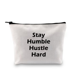 Empowered Women Makeup Bag Hard Motivation Quote Stay Humble Hustle Boss Lady Toiletry Bag Positive Vibes Gift for Women, Stay Humble Hustle Hard