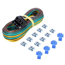 CZC AUTO - Kit de arnés de cableado de remolque de 4 vías, estilo Y estilo 18 AWG, núcleo de cobre puro, cable codificado por color, con conector plano estándar de 4 pines, hembra de 4 pies y macho de