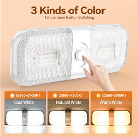 LILTSDRAE RV Lights Interior 1700LM，3 Color 12V Volt Led Light, Super Bright 120 LEDs Dome Light Fixture for RV Accessories/Camper/Car/Trailer/Boat(Crystal Finish/(Cold +Warm+Natural Light) 2PCS)
