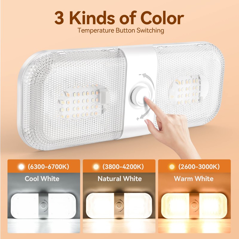 LILTSDRAE RV Lights Interior 1700LM，3 Color 12V Volt Led Light,